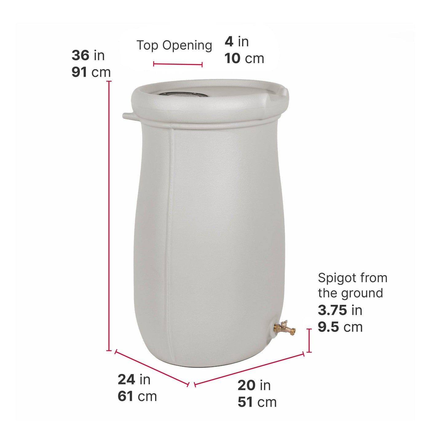 Fernway Rain Barrel™ dimensions