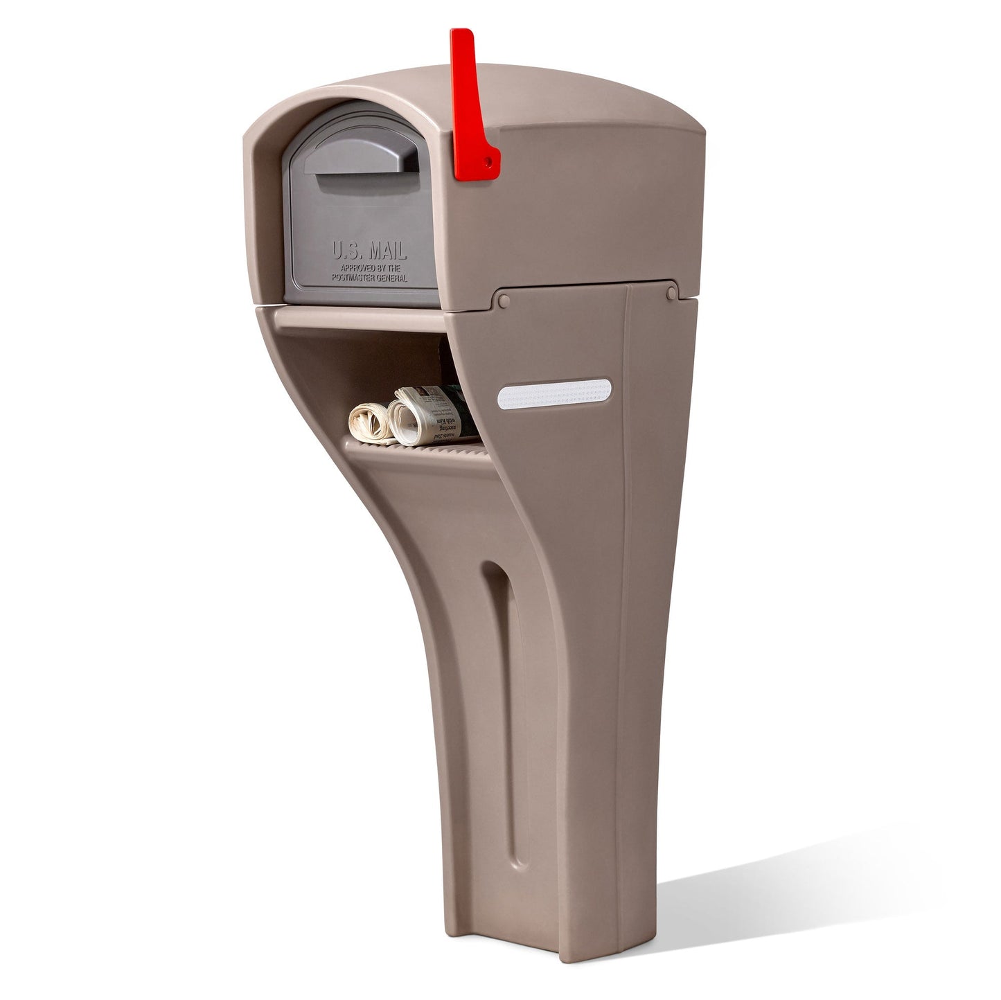 Mailmaster Xl Mailbox Mocha with flag up