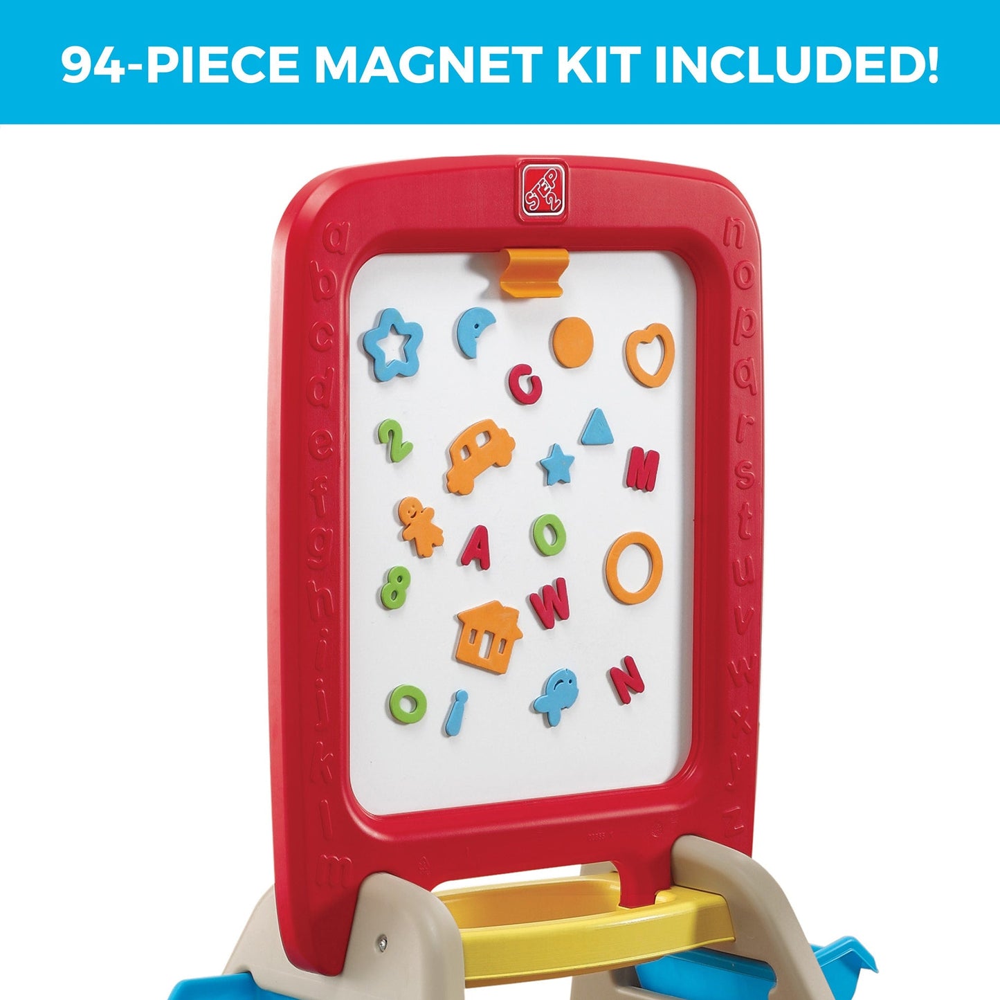 All Around Kids Art Easel For Two Red includes magnet kit