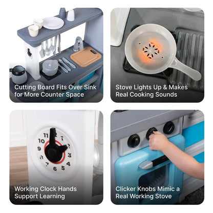 Cooking Time Kitchen stove burner with lights and sounds  clicker knobs  clock