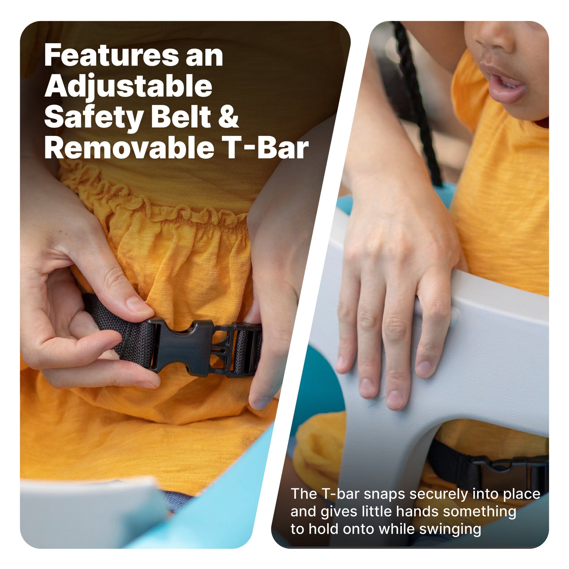 Rocket Swing For Two with adjustable safety belt and removable T-bar