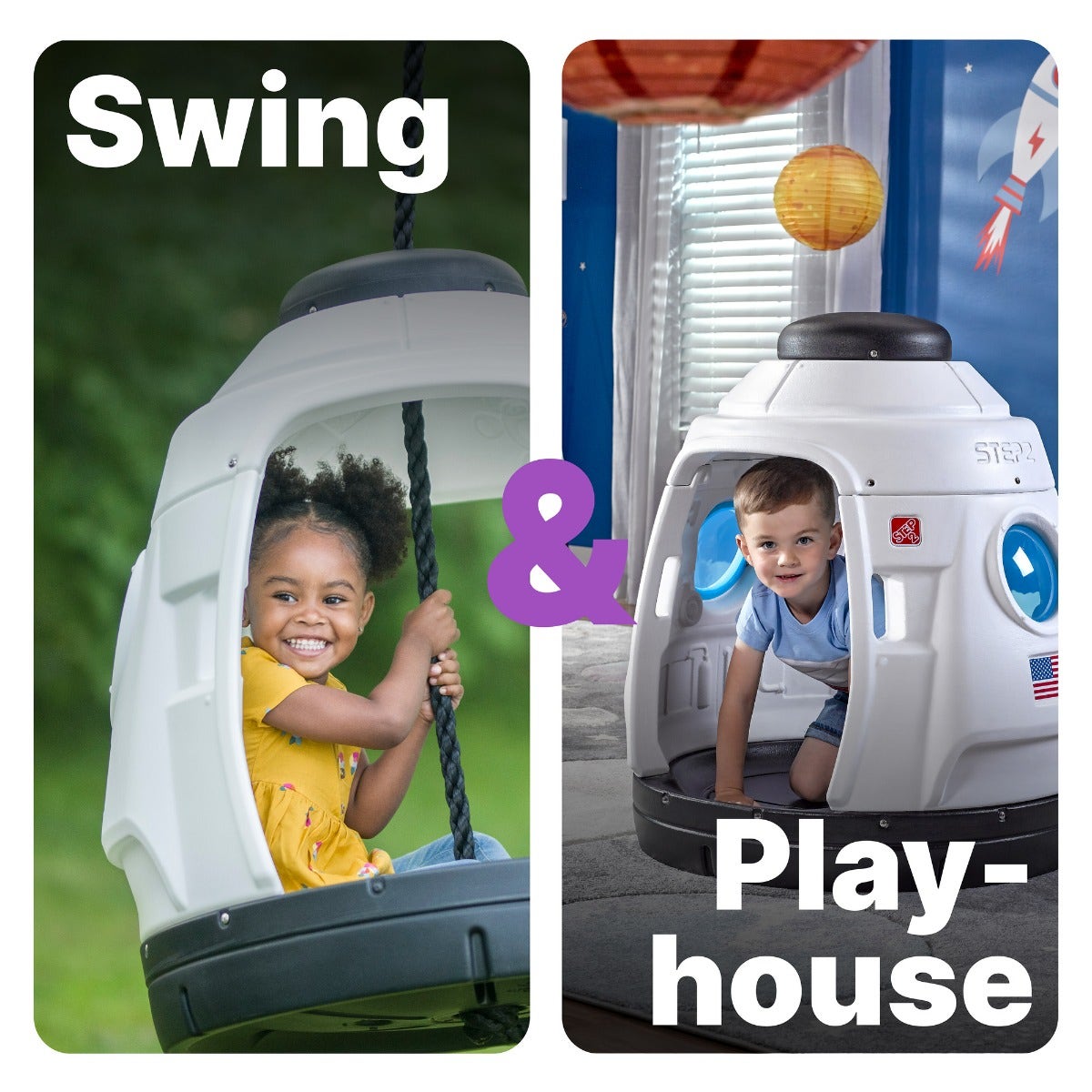 Space Capsule it's a swing & a playhouse.