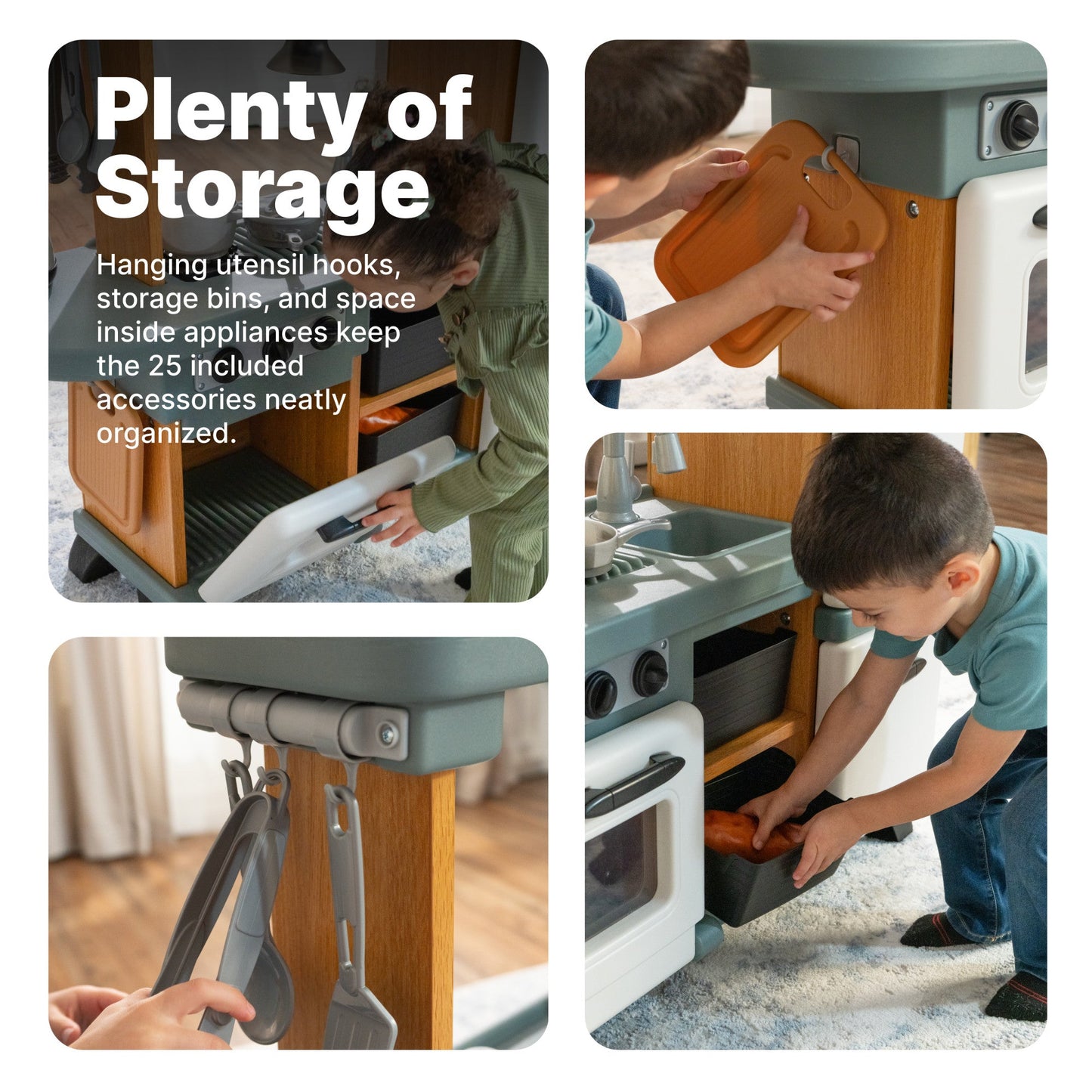 Harmony Play Kitchen™ with utensil hooks and storage bins