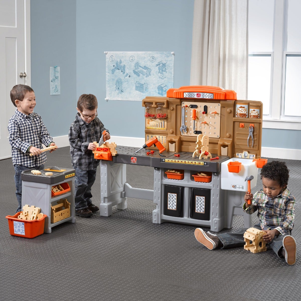 Pro Play Workshop and Utility Bench with kids playing