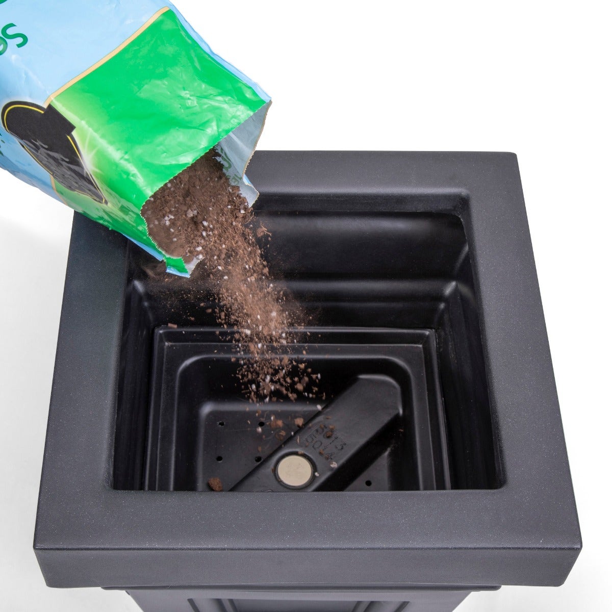 Atherton Planter Box  - Onyx Black 2 Pack Adding Soil