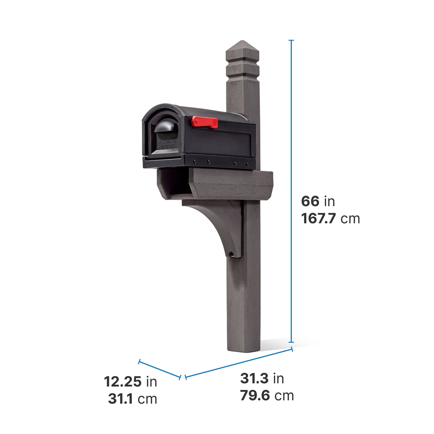 Lakewood Mailbox & Post Kit dimensions