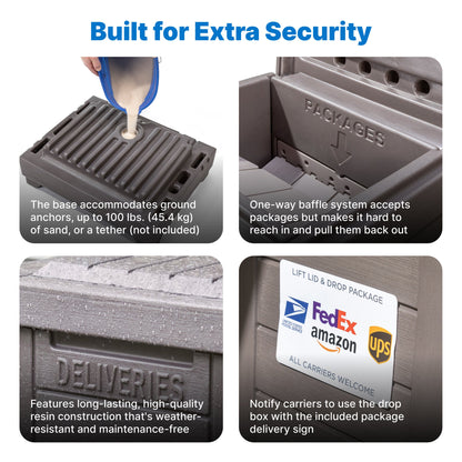 Lakewood Package Delivery Box one-way baffle system 