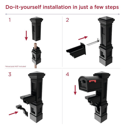 Atherton Grand™ Onyx Black Mail Post & XL Black Mailbox install steps