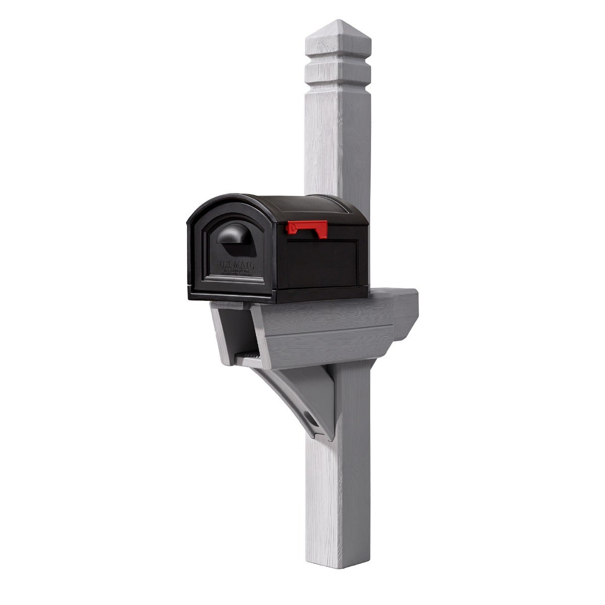 Highland™ Weathered Cedar Mail Post & XL Black Mailbox