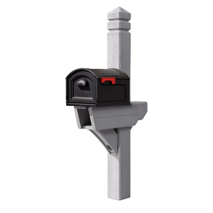 Highland™ Weathered Cedar Mail Post & XL Black Mailbox