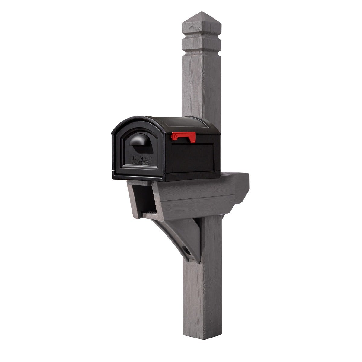 Highland™ Weathered Cedar Mail Post & XL Black Mailbox