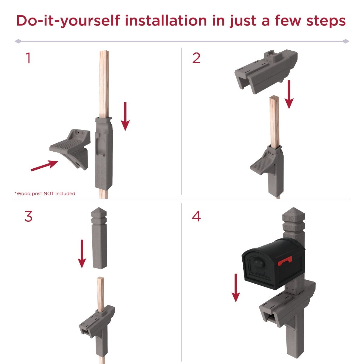 Highland™ Dark Cedar Mail Post & XL Black Mailbox  install steps