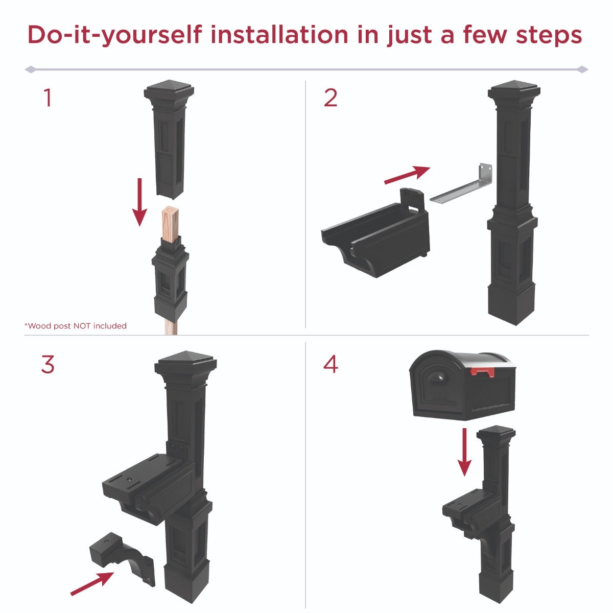 Atherton™ Onyx Black Mail Post & XL Black Mailbox install steps<br />