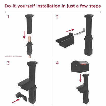 Atherton™ Onyx Black Mail Post & XL Black Mailbox install steps<br />