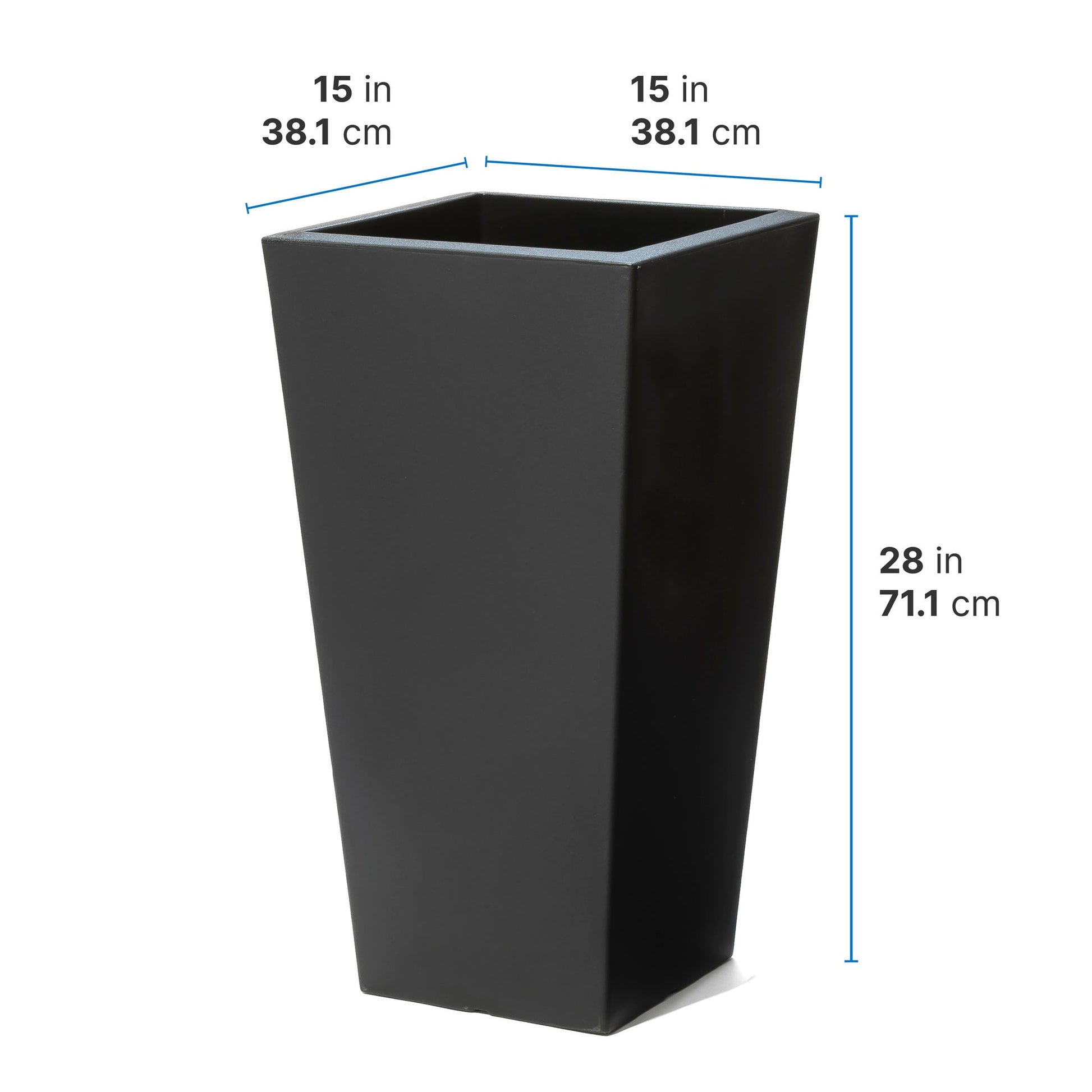 Tremont Tall Square Tapered Planter dimensions