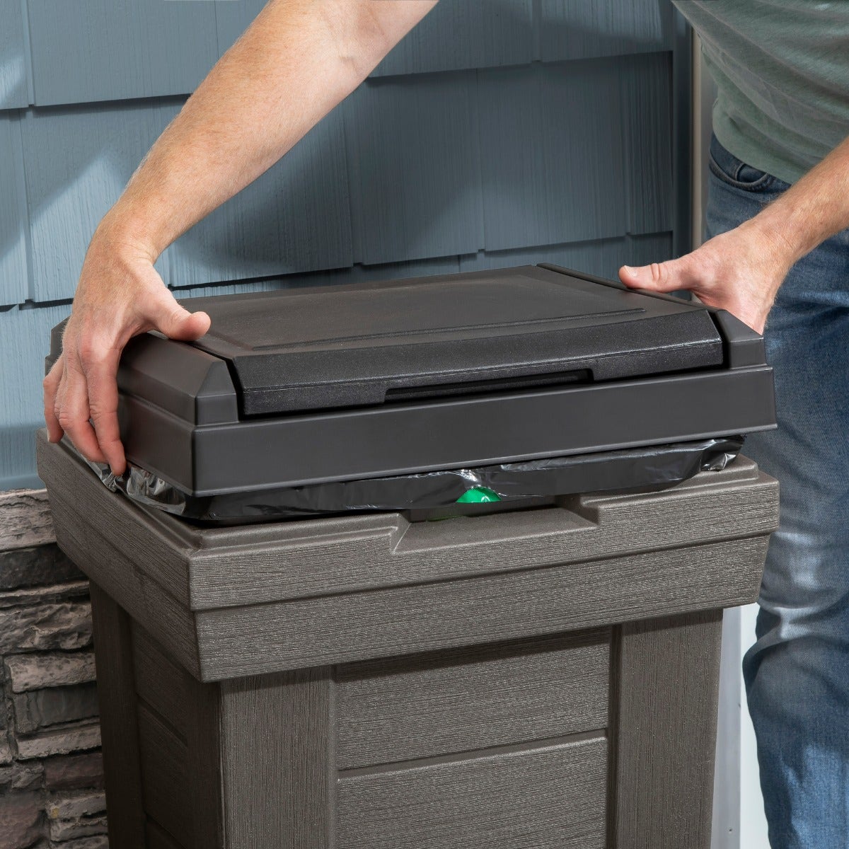 Lakewood Patio Trash Container™ removing lid