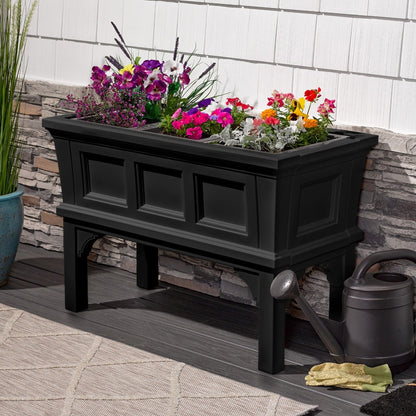Atherton Raised Planter Onyx Black with plants
