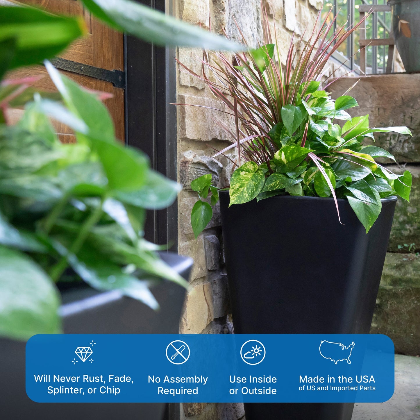 Bridgeview Tall Planter use inside or outside