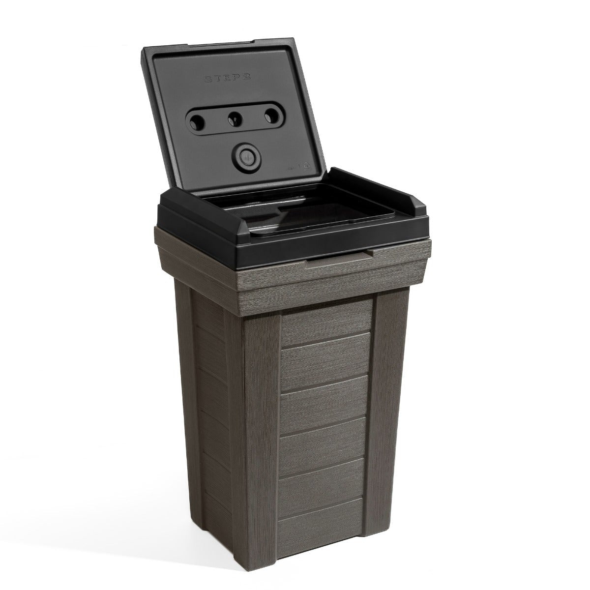 Lakewood Patio Trash Container™ with lid up