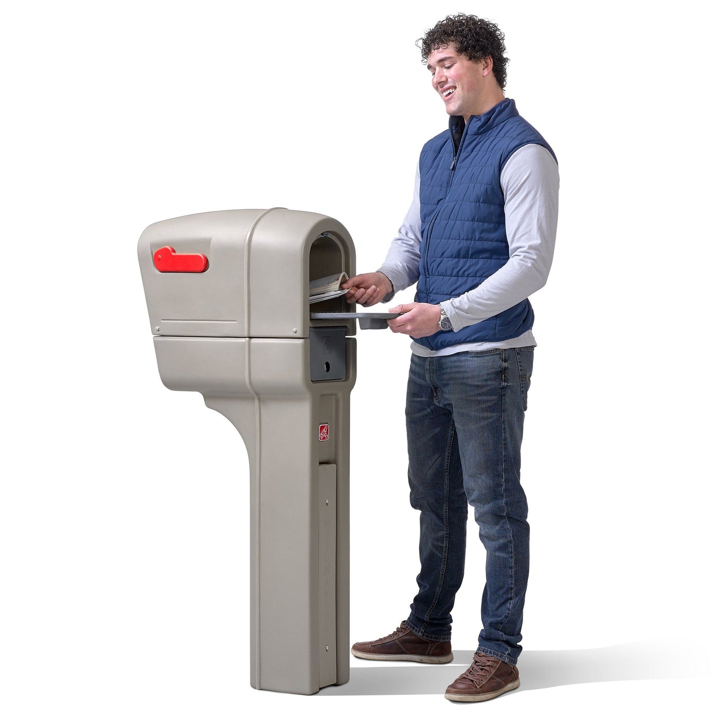 MailMaster Plus Stone Gray retrieving mail from the rear door