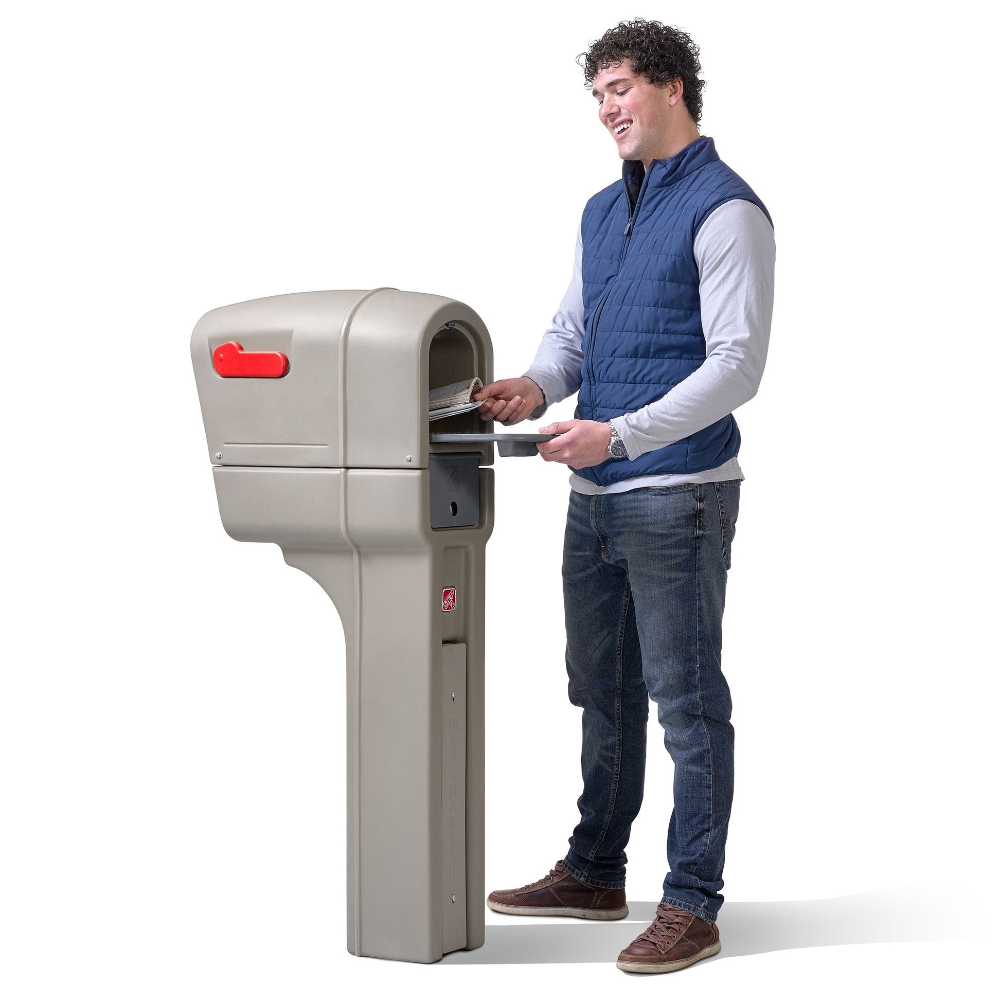 MailMaster Plus Stone Gray retrieving mail from the rear door