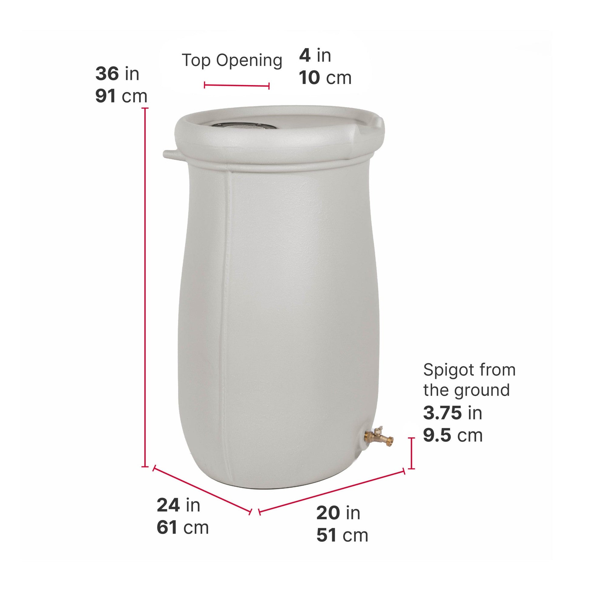 Fernway Rain Barrel™ dimensions