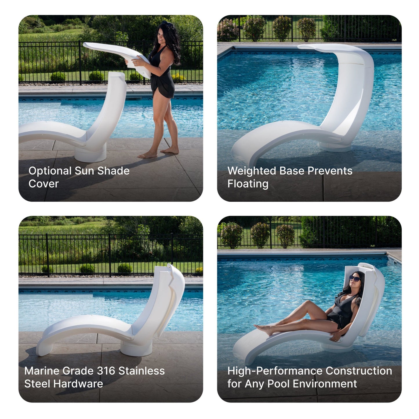 Mondello Lounger with Shade with weighted base and optional sun shade cover