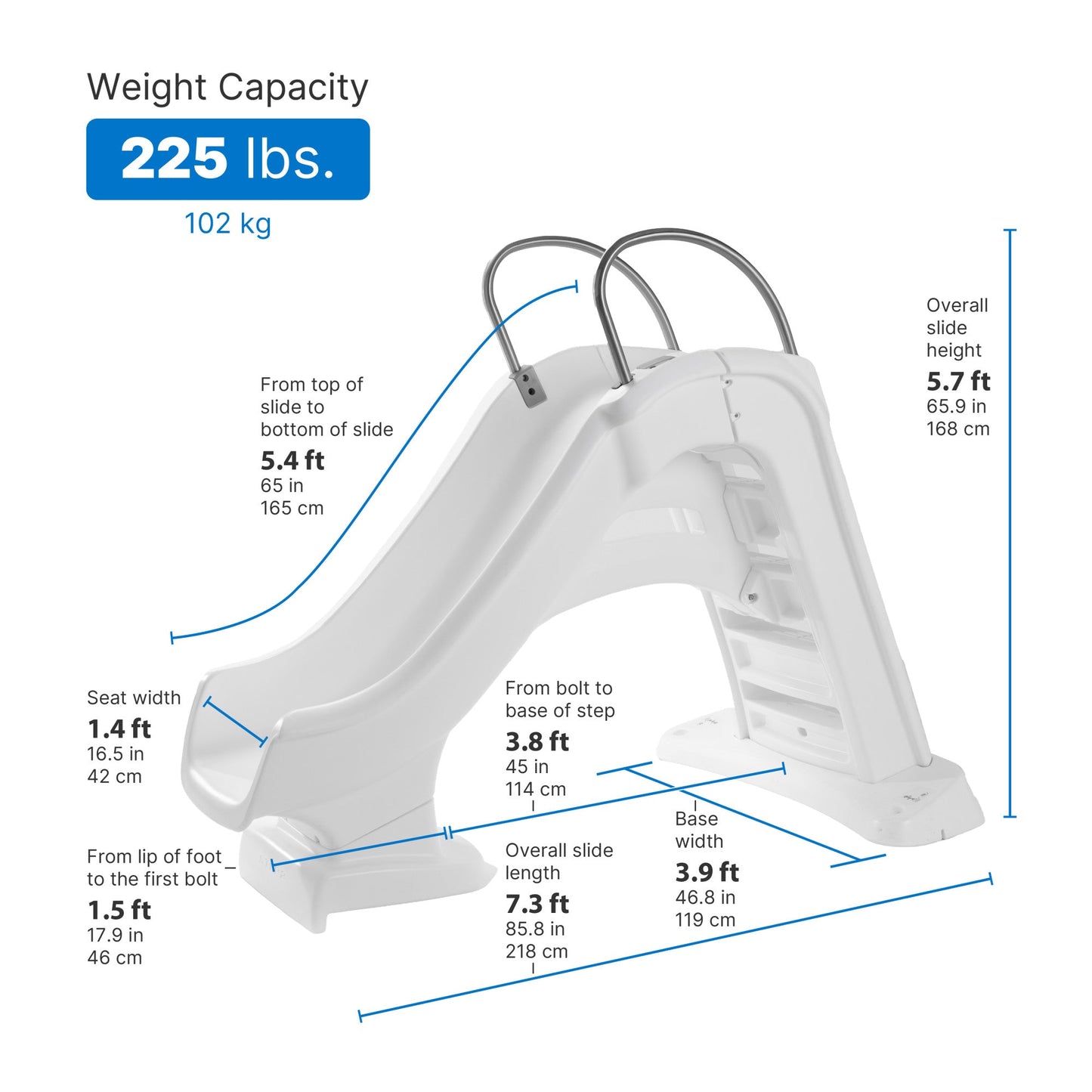 Vero Pool Slide™ dimensions