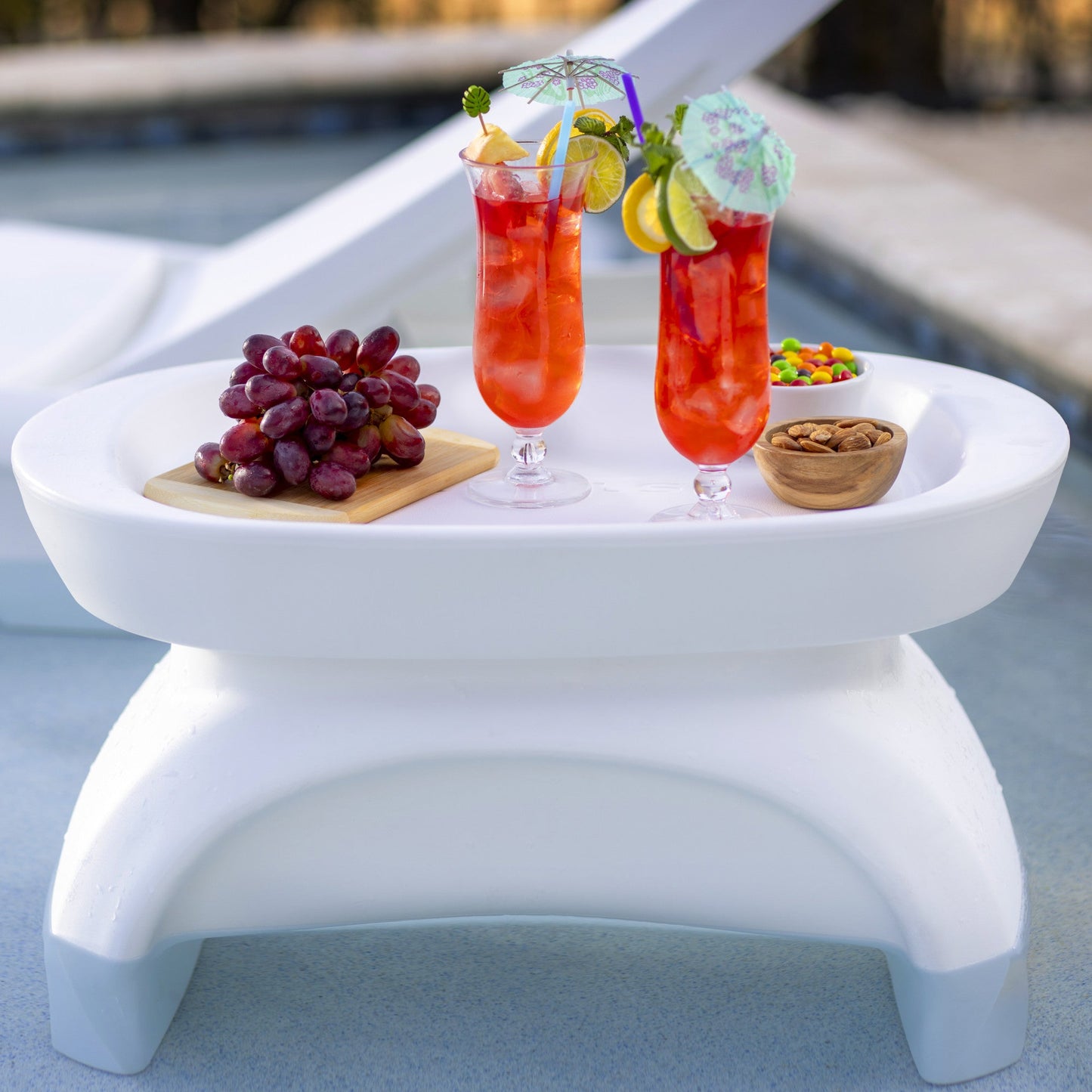 Vero Side Table with Serving Tray™ with food, beverage on tray