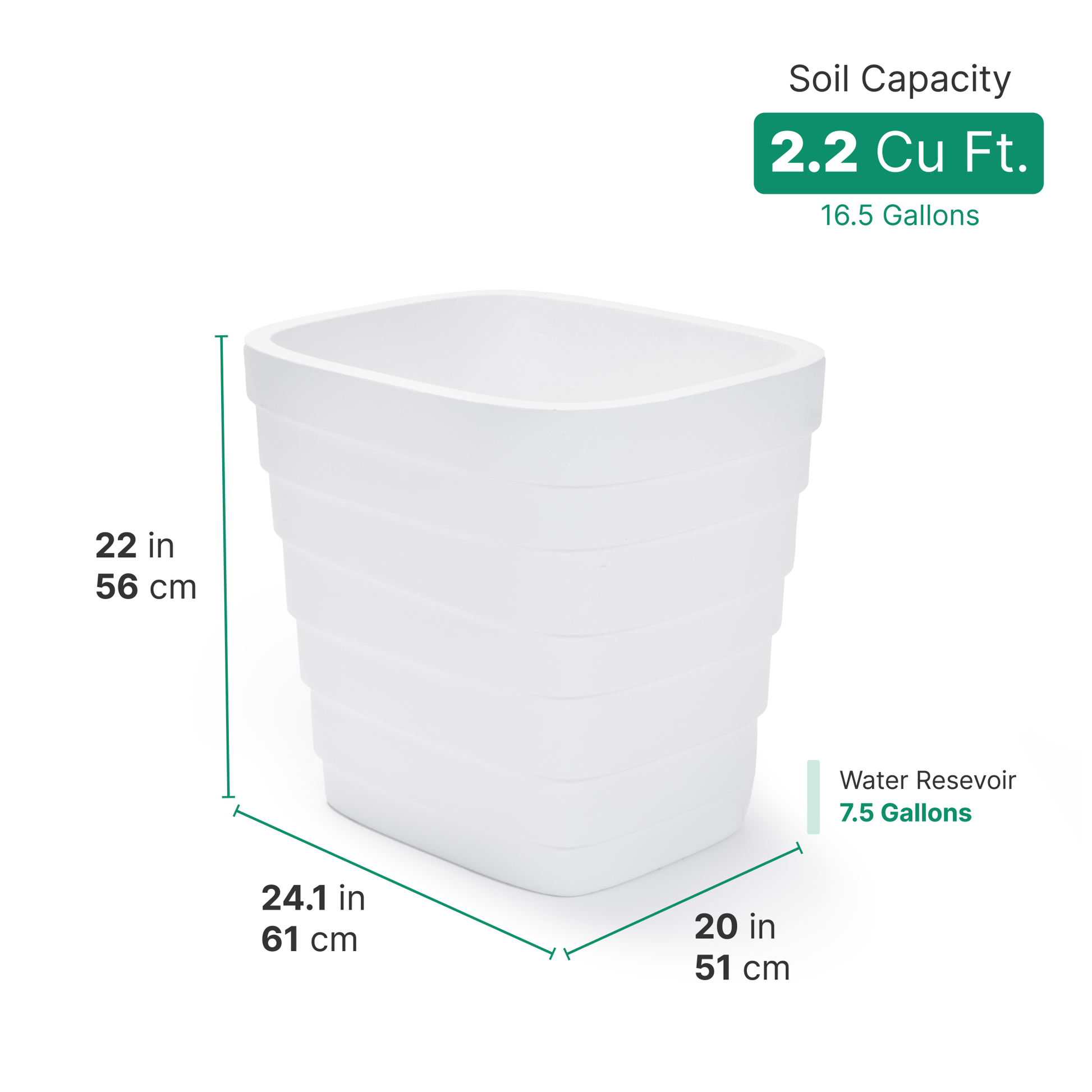 Wave Planter™ 20X24 White 2 pk dimensions