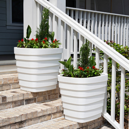 Wave Planter™ 20X24 White 2 Pack on front steps