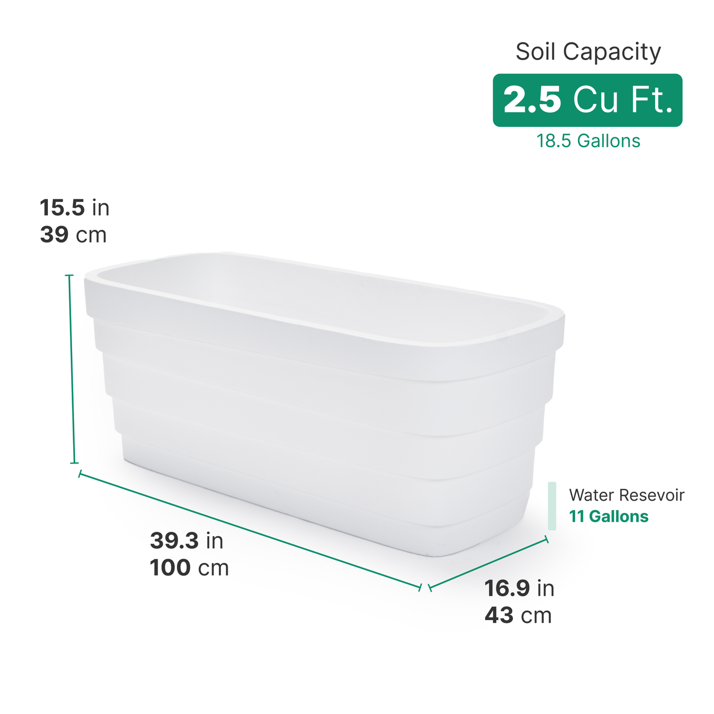 Wave Trough Planter™ 2 Pack dimensions