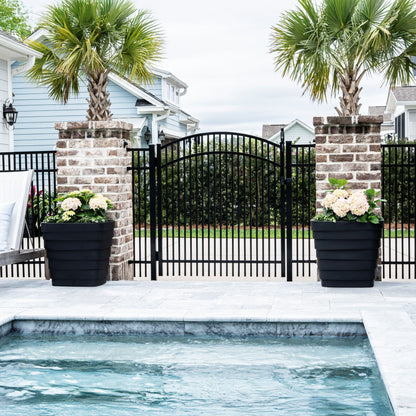Wave Planter™ 20X24 2 Pack - Black shown poolside