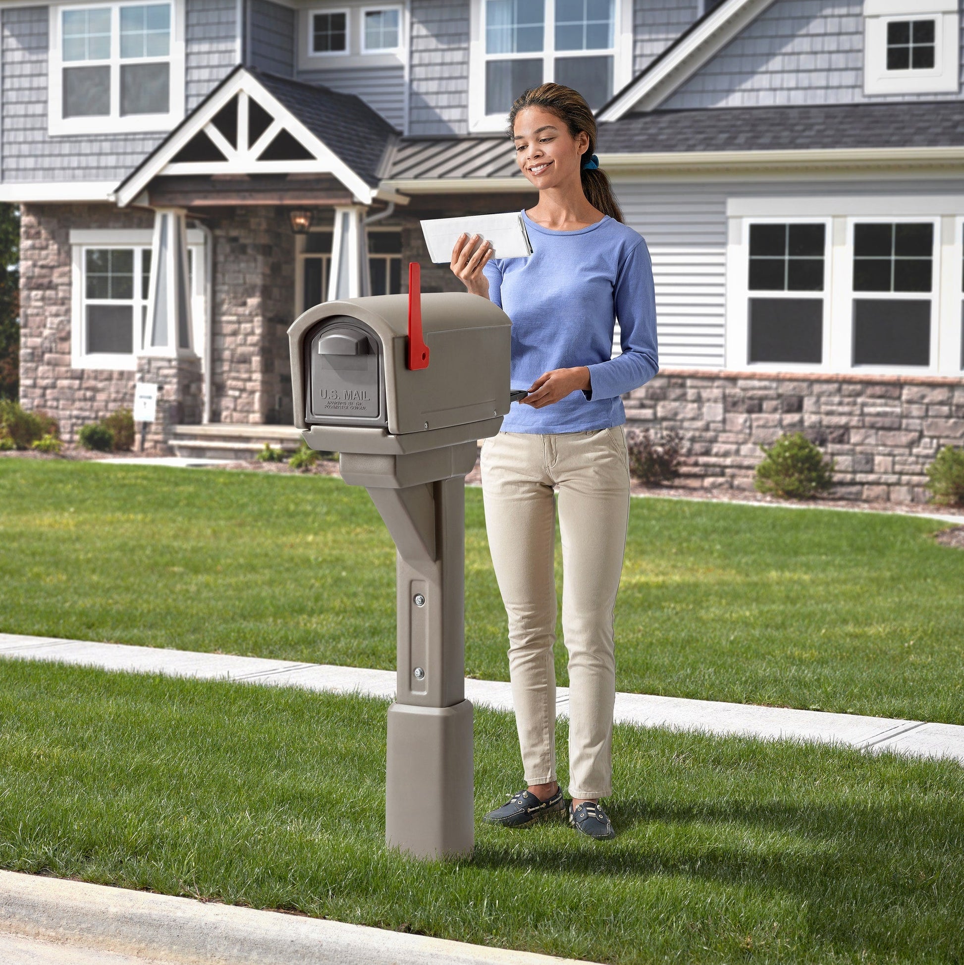 MailMaster™ Express Mailbox™ - Mocha woman picking up mail