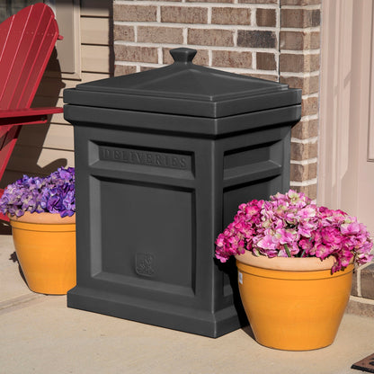 Express Package Delivery Box Black “Deliveries” clearly marked