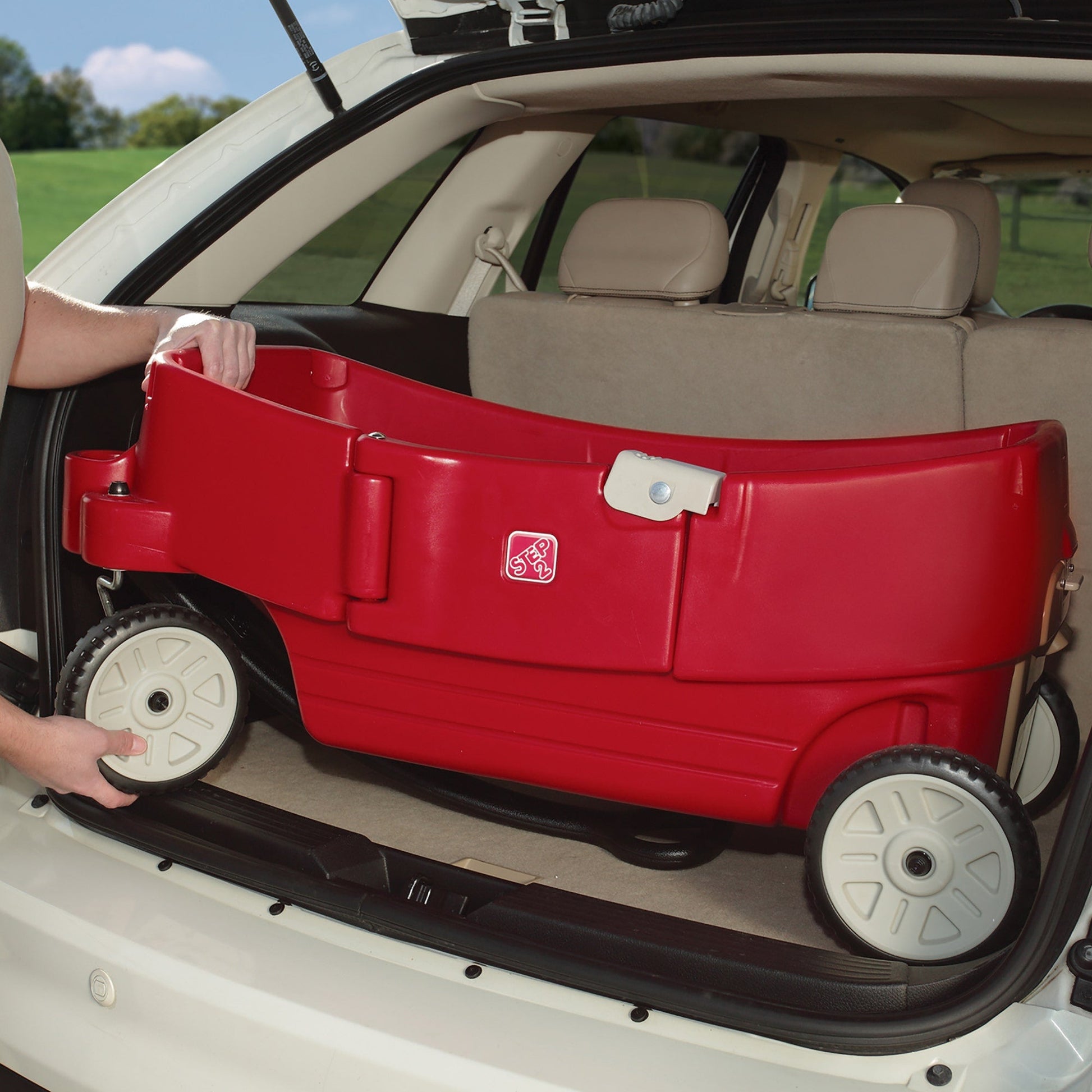 All Around Wagon handle folds underneath for transporting