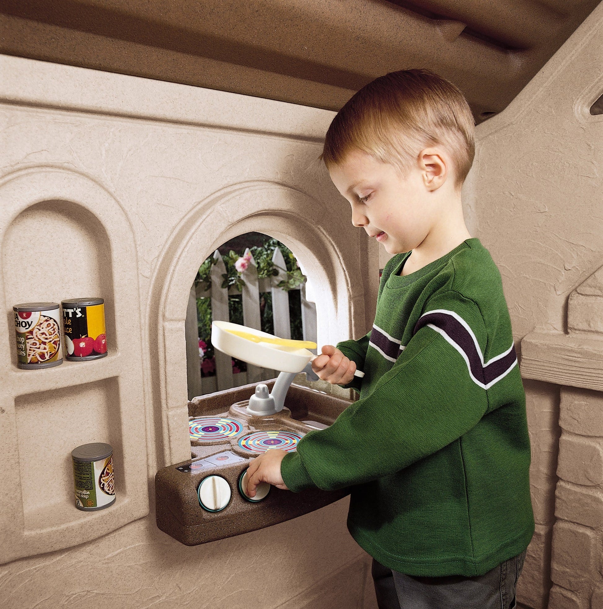 Naturally Playful™ StoryBook Cottage play stove & sink  inside